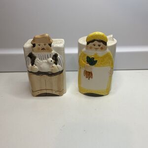 Vtg."The Tastesetter" Salt Pepper Shakers Farmer & Wife Cottagecore